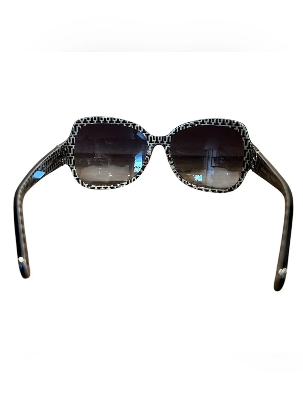 Tory Burch Black Frame Gradient Lens Logo Sunglasses